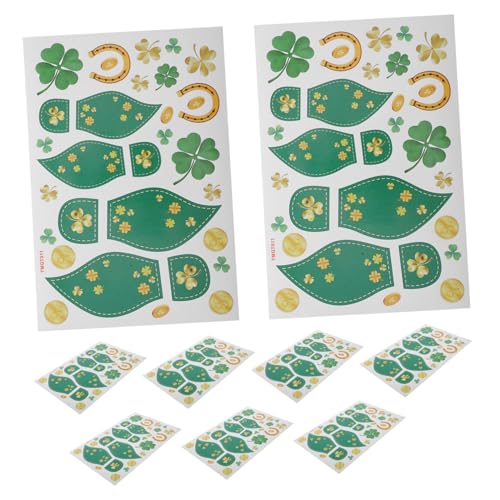 SEWACC 1 Satz Kleeblattaufkleber Mit Vier Blättern St. Patricks Gastgeschenke St Patricks Day Aufkleber Für St Patrick Day Favors Shamrock -aufkleber Irische Aufkleber Pvc Green von SEWACC