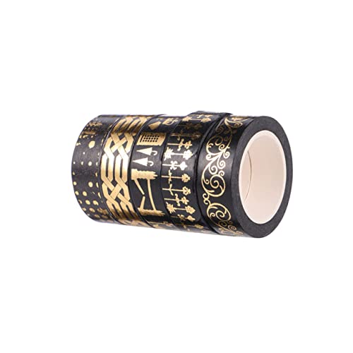 SEWACC 1 Satz Papier Klebeband Abdeckband Papierklebeband Selber Machen Washi-tape Basteln Kunstband Seidenband Ripsband Tagebuch-dekorband Geschenkverpackungsband Black 5 Rollen von SEWACC