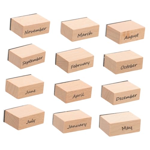 SEWACC 1 Satz Stempelset aus Holz stempel kinderstempel Stempel für Briefe Holzstempel Handgemacht Cookie Stempel Kerzenherstellung Kit Holzsiegel monatliche Briefmarken hölzern von SEWACC