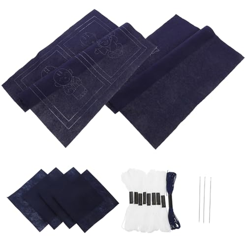 SEWACC 1 Satz Stickmaterialpaket Nagelspielzeug Kinderspielzeug Stickmaterialbeutel Handgefertigte Bausätze Stickerei Untersetzer Partyzubehör Dekoration Kleidungslogo Blue Stoff von SEWACC