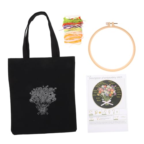 SEWACC 1 Satz Tasche aus Kreuzstich-Segeltuch Handtaschen Bausatz Stoff Gewebte Bausätze Nähset für Anfänger Stickerei-Kits Stickerei-Starter-Kit Bastelset Kreuzstich-Set Polyester Black von SEWACC