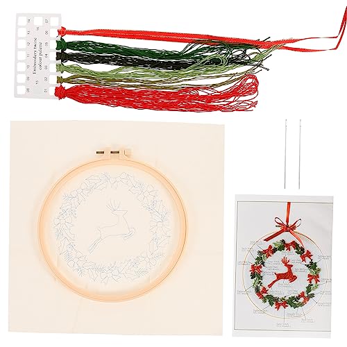 SEWACC 1 Satz Weihnachtskreuzstich Weihnachtsstickerei Nadelsticksets Weihnachts-Sticksets Bausatz Weihnachtsstich Stickgarn Starter-Stickset für Anfänger DIY-Sticksets Baumwollkleidung von SEWACC