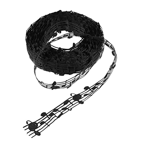 SEWACC 10 Musiknotenband Bänder Kabelbinderwerkzeug gelbes Band rosa Schleife weißes Band wiederverwendbar klebeband christmas ribbon Polyesterband Musikalisches Designband Nähband Black von SEWACC