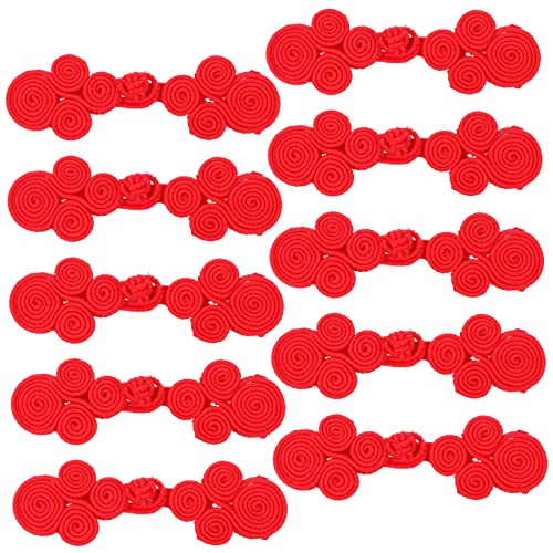 SEWACC 10 Paare Zubehör Bekleidungsknöpfe Stoffknöpfe schwarze Knöpfe Knopfstift Tasten trachten knöpfe Clothes buttons eleganter nähknopfverschluss alte kleidung DIY zubehör Nylon rot von SEWACC