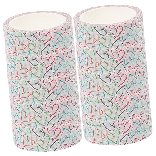 SEWACC 10 Rollen Liebe Taschenband DIY Sammelalbum handgemachte Aufkleber weißes Washi-Tape Klebestreifen Klebebänder scrapbook scheckheft scrabook Herzmusterband Planer Abdeckband Papier von SEWACC