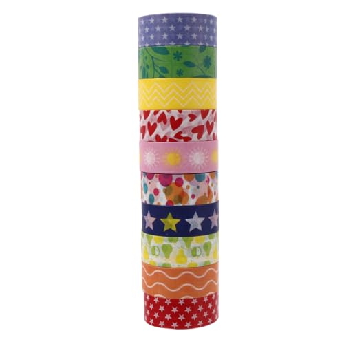 SEWACC 10 Rollen farbiges Washi-Tape scrapbook scheckheft Schreibwaren bastel material scrapbbok Washi-Papierband farbiges Abdeckband Washi-Klebeband Aufkleber aus Washi-Papier das Papier von SEWACC