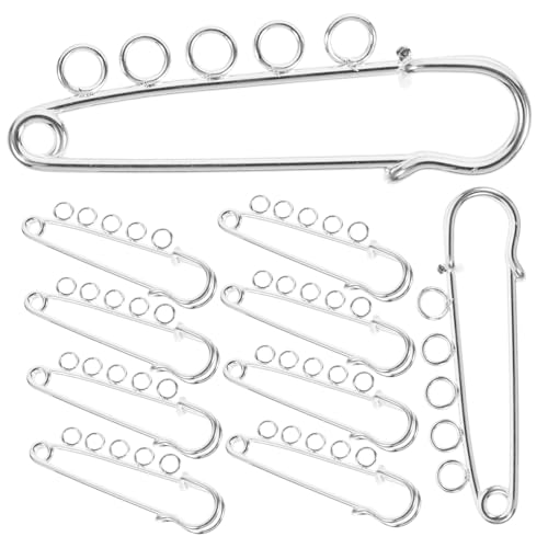 SEWACC 10 Stück 5 Loch Sicherheitsnadeln Wäschenadeln Broschennadeln Broschen Basisnadeln Broschen Sicherheitsnadeln Metallnadeln Brosche Bastelnadeln DIY Brosche von SEWACC