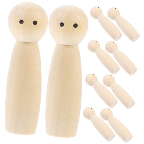 SEWACC 10 Stück DIY-Puppe Ding Dolly Puppenmöbel Peg-Puppen groß leer holzspielzeug holzdeko Unbemalte Holzpuppen Unvollendete Holzpuppen Puppen aus Holz DIY zubehör hölzern von SEWACC