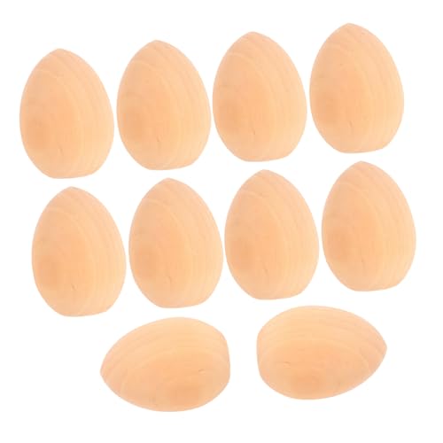 SEWACC 10 Stück Hölzerne Kritzeleier ostereier easter egg decoration Ostereier für Partytütenfüller für Ei Dekoration Eierbecher unfertige Ostereier Osterei aus Holz von SEWACC