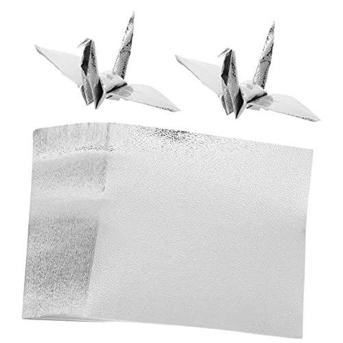 SEWACC 100 Blatt Einseitiges Perlmutt-origami Bastelpapier Farbiges Pergamentpapier Origami Papier Selber Machen Silberfarbenes Origami-papier Faltbares Papierornament Diy-papier Basteln von SEWACC
