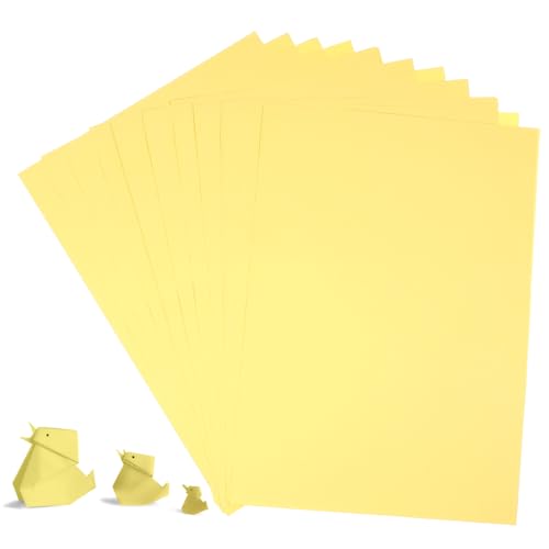 SEWACC 100 Blatt farbige Papiere gelbes Kopierpapier Bastelpapier Pastellpapier bedruckbares Vinyl-Aufkleberpapier Sammelalbumpapier Briefpapier Konstruktionspapiere Schreibpapiere Yellow von SEWACC