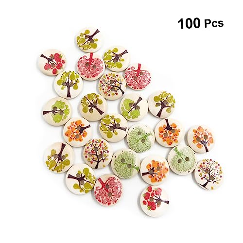 SEWACC 100 Stück 2 15mm Knöpfe scrapbooking zubehör nähzubehör Holzknöpfe für Schmuckherstellung Kinderknöpfe Neuheitsknöpfe Bunter Knopf Kleidung Knöpfe mit Obst- und Gemüsemuster Bambus von SEWACC