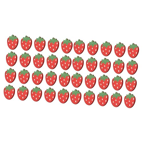 SEWACC 100 Stück Nähknöpfe Erdbeere Holzknöpfe DIY Knöpfe Erdbeerknöpfe von SEWACC