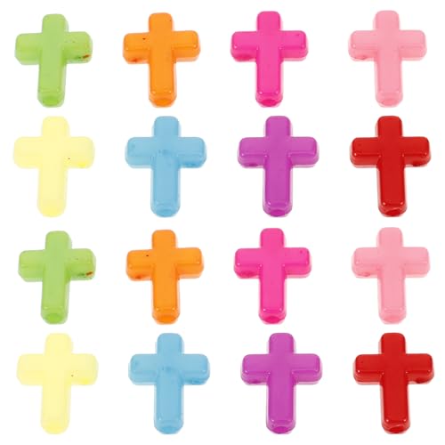 SEWACC 100Pcs Acrylkreuzperlen Zufällige Farbe Chunky Cross Perlen Charms Cross -Abstandshalterperlen Für DIY -Schmuckherstellung von SEWACC