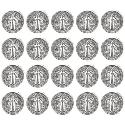 SEWACC 100Pcs Religiöse Spacer Perlen Charms Runde Doppelseitige Jesus-Kreuz-Spacer-Perlen Für Diy-Schmuckherstellung (Silber) von SEWACC