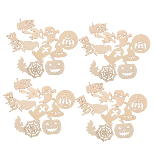 SEWACC 100Pcs Stücke Halloween-Holzscheiben halloween theme halloween party house decoration Halloween- Halloween-Deko selber machen Bastelzubehör selber machen Holzornamente Hölzern von SEWACC