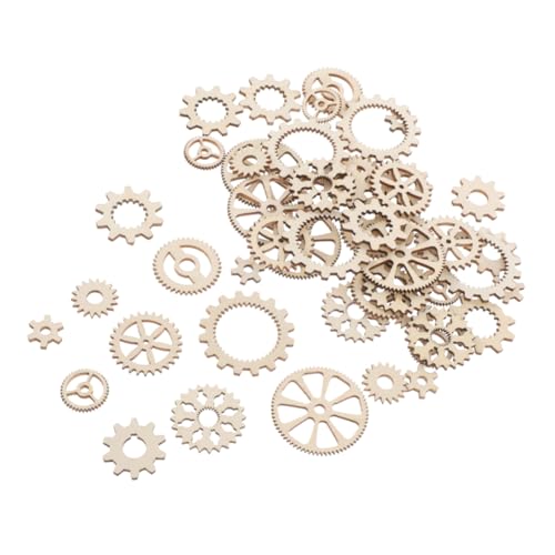 SEWACC 100St Puzzle Holzornamente Holzgears Set Holzgear Set DIY-Dekorationsideen Holzdeko selber machen Schmuck-Zellenplatte Holzausschnitte, Holzzahnräder fityle Holzrad hölzern Beige von SEWACC