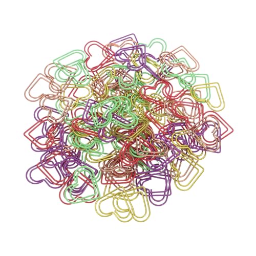 SEWACC 100St herzförmige Büroklammer Büroklammern süße Lesezeichen herzförmige Lesezeichen Büro Zubehör Papierclips bunt süße Bindeklammern Kreative Cartoon-Büroklammer aus Metall Eisen von SEWACC