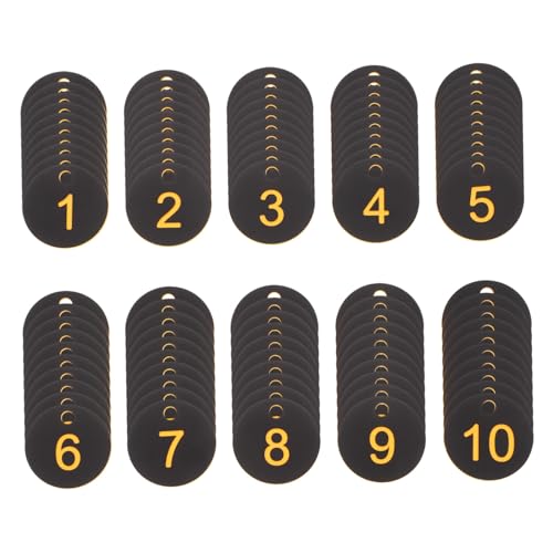 SEWACC 100st Digitales Etikett Schlüsselanhänger Nummerierte Kunststoffetiketten Id-nummern-tags Nummerierte Id-tags Nummerierte Metallringe Schilderidentifikation Plastiknummer Pvc Black von SEWACC