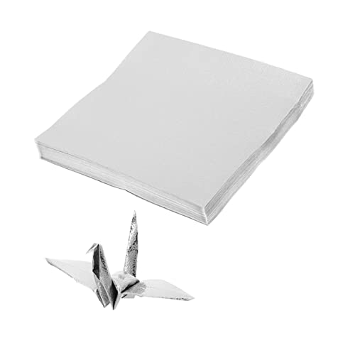 SEWACC 100st Einseitiges Perlmutt-origami Dekoratives Faltpapier Basteln Aus Papier Origami Papier Selber Machen Grußpapier Japanisches Origami-papier Doppelseitiges Origami-papier Silver von SEWACC