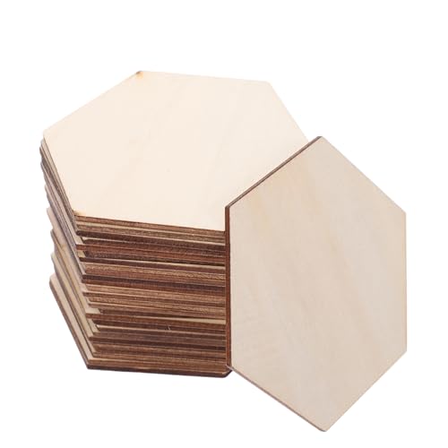 SEWACC 100st Holzhandwerk Holzsechskantscheibe Diy Bastelscheiben Leere Sechseckige Ausschnitte Hausdekoration Unfertige Untersetzer Aus Holz Sechseckige Holzplatte Unfertiges Holz Beige von SEWACC