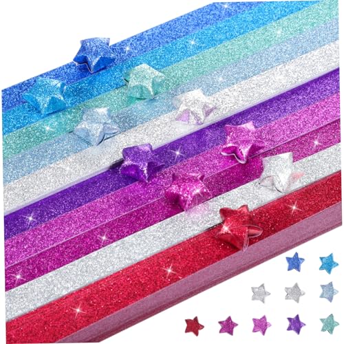 SEWACC 1040 Stück Glitzer-Origami bastelzeug bastelst manifold origami Bastelsets bastelkasten Stern-Origami-Papierstreifen glühen Pastellpapier DIY Sternstreifen Party-Origami-Papier von SEWACC