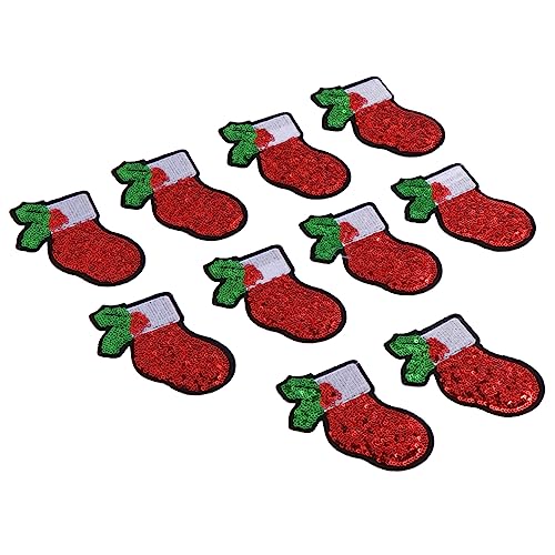 SEWACC 10St Gestickter Stoffaufnäher weihnachtliche Pailletten-Patches Dekoration gestickte Aufnäher nähen kinderkleider kinderkleidung Stoff gestickter Aufnäher Patches im Weihnachtsstil von SEWACC