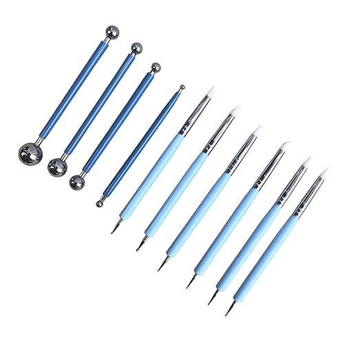 SEWACC 10St Prägewerkzeuge Prägestift Stiftwerkzeuge Bildhauerwerkzeuge aus polymer clay tools Maniküre-Werkzeug Acrylic painting tool Dot-Painting-Kit Ball-Stylus-Werkzeuge Sky-blue von SEWACC