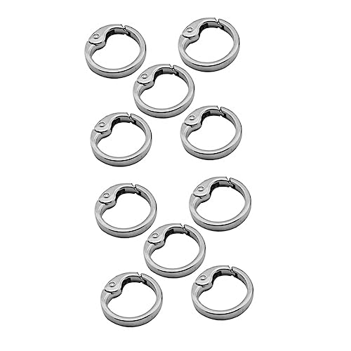 SEWACC 10St Schlüsselbund Federschnallen für Schlüsselringe Kreis-Schlüsselanhänger Tor oder Ring Federringe karten halter card holder metallringe Spaltringe Schlüsselanhängerringe Silver von SEWACC