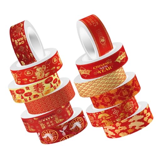 SEWACC 12 Rollen Jahr des Drachen Washi Tape Heimwerken selbstklebendes Planerband chinese new year papierklebeband Washi DIY Bastelband dekorative klebebänder selber machen Washi-Tape von SEWACC