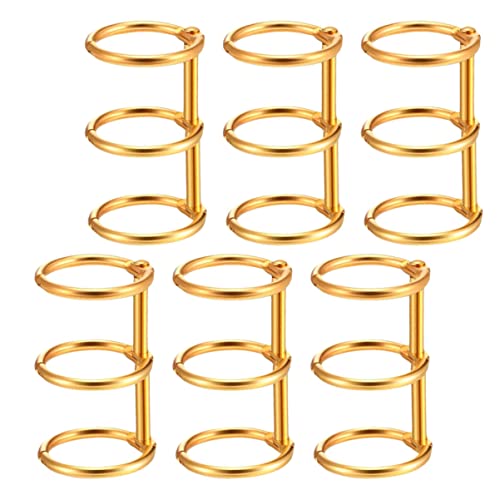 SEWACC 12 Stk Bindemittel Binderinge kleine Buchringe 3-Ring-Ordner aus Aluminium Spiralnotizbücher büromaterial bürozubehör schnellhefter Schreibheft Ringbuch Bindungsring Metall Golden von SEWACC