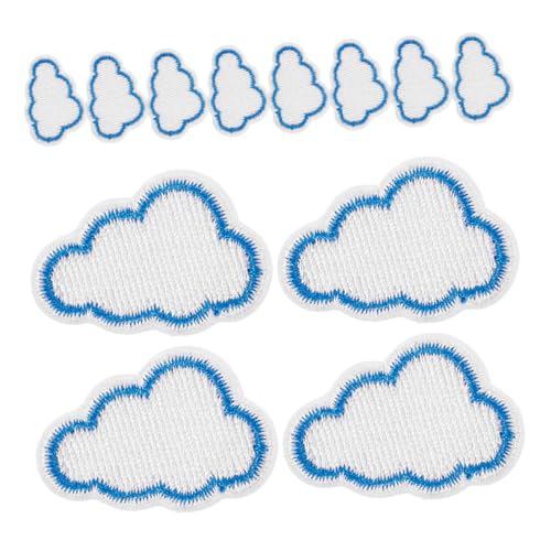 SEWACC 12St Gestickte Stoff aufkleber jacken aufnäher dekoration Patches Kleidungsstücke Leinen Anti-Fall-Halterung herbst serviettenring Cloud-Patch Flicken für Kleidung Stickgarn Blue von SEWACC