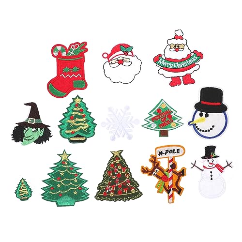 SEWACC 13st Weihnachts-stickerei-patch Santa-stickerei Weihnachtsabzeichen Weihnachtsbaum-patch Weihnachtsflecken Für Kleidung Stoffaufkleber Für Bekleidung Santa-patches Annähen Vlies von SEWACC