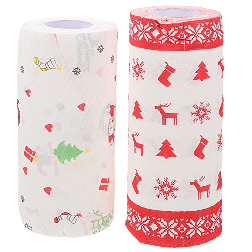 SEWACC 2 Rollen Weihnachts-Lebensmittelpapier Weihnachts-Küchenpapier Handtuch Frittiertes Lebensmittel-Geschenkpapier Für Weihnachtsfeiertage Leckerbissen Backgeschirr-Dekorationen von SEWACC