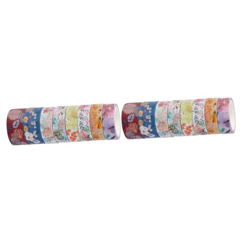 SEWACC 2 Sätze Blumen Und Washi Tape Farbiges Abdeckband Kraftband Retro-dekor Waschi Farbiges Klebeband Roll Semmel Geschenkverpackungsband Papierklebeband Selber Machen 8 Rollen * 2 von SEWACC