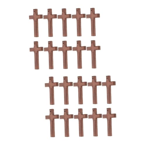 SEWACC 2 Sätze Kreuz Anhänger Kreuz Halskette Kreuz Schmuck Kreuzanhänger Holz Anhänger Für Die Schmuckherstellung Schmuckanhänger Dekoration Kleines Kreuz Diy Liefert Brown 10 Stück * 2 von SEWACC