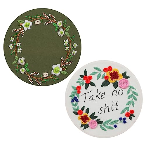 SEWACC 2 Sätze Kreuzstich-Set embroidery set stickerset stickgarne Geschenkidee stickzubehör selber machen Kreuzstichwerkzeuge für den Haushalt Stickwerkzeugsatz Blumenstickerei-Kit Stoff von SEWACC