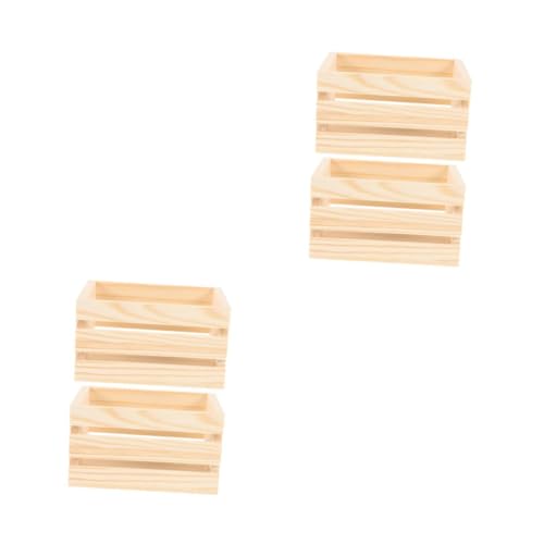 SEWACC 2 Sätze Mini-holzkorb Miniatursachen Miniatur-milchkiste Aus Holz Miniatur-dinge Mini-milchkiste Holzkisten Kleiner Korb Puppenhaus-dekor Puppenhaus-obstkorb Beige 2 Stück * 2 von SEWACC