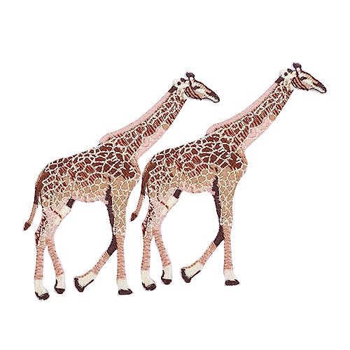 SEWACC 2 Stück Banner Ornament Zubehör Ammer Giraffe Tiere Aufkleber Cartoon-stoffflicken Kleidung Dekoration Kleiderflicken Gestickte Tierflecken Rayon von SEWACC