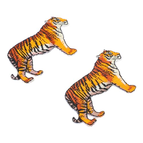 SEWACC 2 Stück Banner Tiger-stickerei-patches Flicken Für Jacken Annähen Bestickt Flecken Jackenflicken Denim-applikationen Tierkostüm Frühlingskleidung Kleidungsstickpatch Colorful Rayon von SEWACC