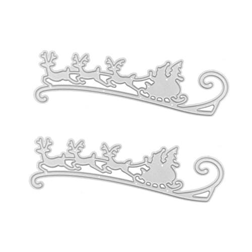 SEWACC 2 Stück Weihnachtssterben Platte Scrapbooking Gestanzt Stirbt Kitz Bausatz Musical Halloween Baum Gral Schneideform Stanzformen Schablone Kohlenstoffstahl Silver von SEWACC