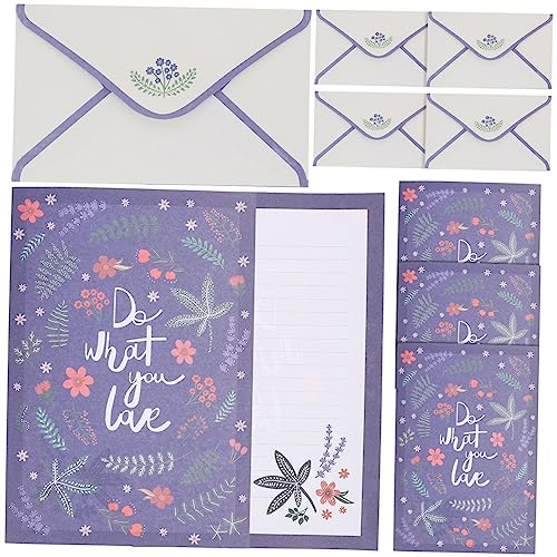 SEWACC 20 Sätze Wunderschönes Blumen-briefpapier-set Briefpapier-umschlag-kit Retro-briefpapiere Umschläge Aus Briefpapier Mit Blumenmuster Briefumschlag Briefpapier Umhüllen Violett von SEWACC