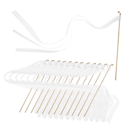 SEWACC 20 STK 1 Party-Streamer Bunte Luftschlangen Zauberstab Hochzeitsstäbe Mit Glocken Hochzeit Zauberstäbe Luftschlangen Zeremonie-ausgangsband Hochzeitsband-Sticks Polyester von SEWACC