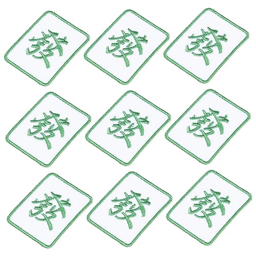 SEWACC 20 Stk Kleiderflicken chinesische Mahjong-Fliesen-Patches kleidungsflicken selber machen Mahjong-Patch Dekorations-Patch gestickte Aufnäher Mantelflicken selber machen Stoff Green von SEWACC