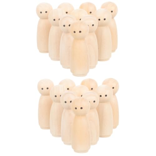 SEWACC 20 Stück DIY Puppe Kokeshi Puppen Unfertiges Spielzeug Stiftpuppe Mit Augen Stiftpuppe Elfenkörper Puppe Stiftpuppenkörper Leerer Puppenkörper Zum Basteln Große von SEWACC