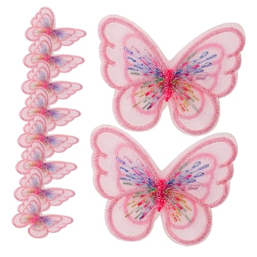 SEWACC 20 Stück Double-layer-schmetterlingsstoff-patch Schmetterlingsperlen Miniatur Schmetterling Party Dekorationen Schmetterlingszuchtset Schmetterlinge Weiße Stofffarbe Rosa Polyester von SEWACC