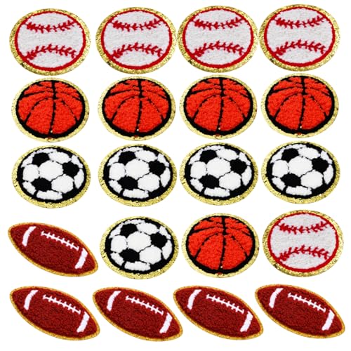 SEWACC 20 Stück Gestickter Stoffaufnäher Fußball-patch Basketball-aufnäher Volleyball-abzeichen-aufnäher Baseball-applikation Zum Aufnähen Stich-patch Flecken Zit-patches Acryl von SEWACC