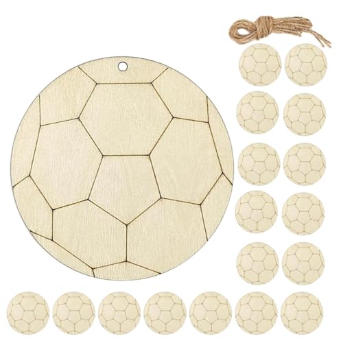 SEWACC 20 Stück Holz-Fußball-Ausschnitte Zum Basteln Unlackiertes Holz Sport-Themen-Ausschnitt Leere Holz-Fußball-Form Holz-Hängescheiben-Ornamente Für Diy-Bastelarbeiten von SEWACC