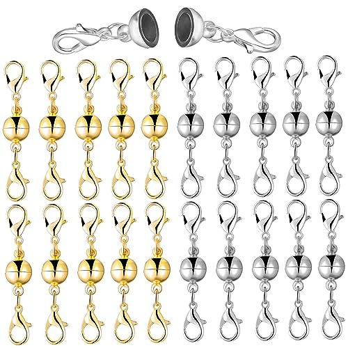 SEWACC 20 Stück Magnetverschluss Schmuckverbinder Doppelte Lobster Verschlüsse Gold und Silber Abschließbare Karabinerverschlüsse für Armband und Halskette Leicht Langlebig für DIY SEWACC 20 Stück Magnetverschluss Schmuckverbinder Doppelte Lobster Verschlüsse Gold und Silber Abschließbare Karabinerverschlüsse für Armband und Halskette Leicht Langlebig für DIY von SEWACC