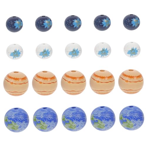 SEWACC 20 Stück Planet Holzperlen großlochperlen grosslochperlen bastelzeug Edelsteine kinderschmuck schlüsselanhänger stitch holzperlen selber machen unfertige Holzperle Hemu von SEWACC